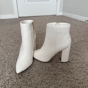 JustFab Elegant White Heeled Boots